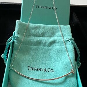 Tiffany & Co. Sterling Silver T Smile Charm Necklace